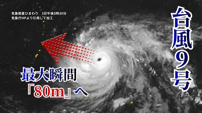 【ダブル台風情報】台風9号　さらに予想勢力強まり6日に「最大瞬間風速80メートル」へ… 西寄りの進路、沖縄方面へ向かうか要注意… 台風10号とのダブル台風に（3日午後5時30分更新　気象庁）|TBS NEWS DIG