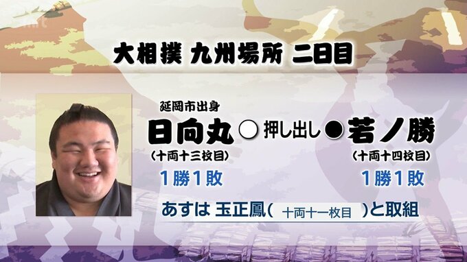 大相撲九州場所2日目　日向丸(延岡市出身)の結果　|　MRTニュース ｜ ＭＲＴ宮崎放送