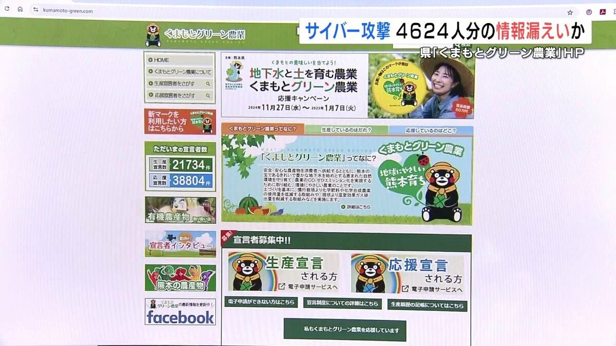 4624人分の個人情報が漏えいか 熊本県「くまもとグリーン農業」HPに