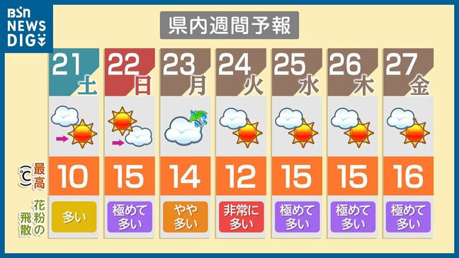 22日は“お出かけ日和”なれど 花粉は『極めて多い』予想 新潟県|TBS NEWS DIG