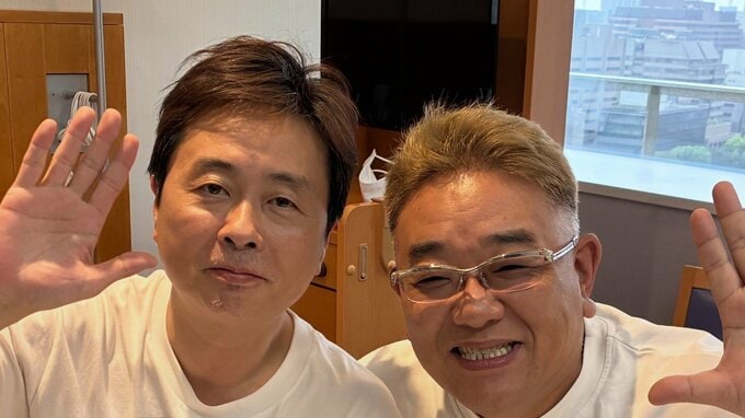 病床お見舞い【 河本準一 】〝伊達ちゃんお見舞い来てくれました〟サンド伊達みきおさんとの2ショット〝順調そうです〟|TBS NEWS DIG