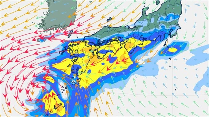 【台風情報】動きが遅くなる台風24号　前線は南下し、ほとんど停滞の見込み　東日本から西日本の太平洋側を中心に広い範囲で総雨量が多くなるおそれ　【進路予想・雨と風のシミュレーション】|TBS NEWS DIG
