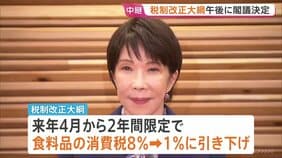 税制改正大綱を閣議決定へ 食料品消費税1%に引き下げなど 財源は「赤字国債に頼らない」と強調も確保の具体化は年末に持ち越された形|TBS NEWS DIG