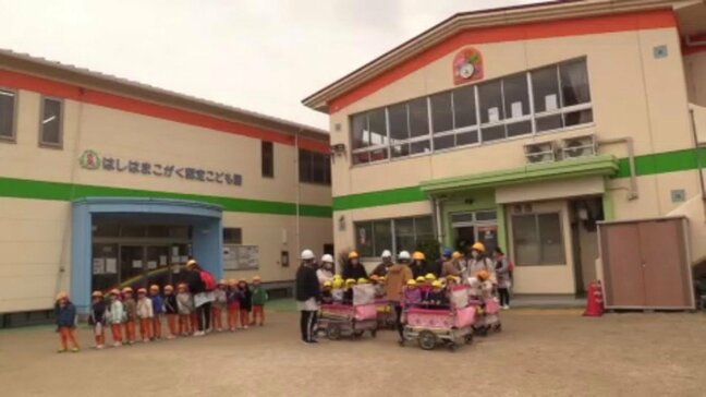 「自分の命を守りぬける子供たちに」園児が中学校で垂直避難訓練 愛媛県・今治市|TBS NEWS DIG