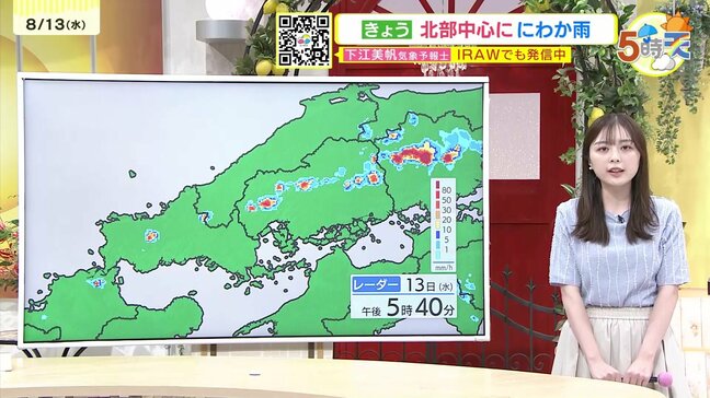 【あす8/14(木)広島天気 】おおむね晴れるが局地的雷雨に注意　猛暑日予想地点も　猛烈な暑さ復活|TBS NEWS DIG