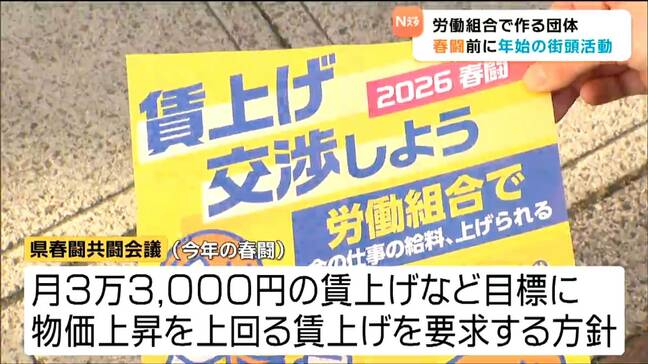 春闘前に労働組合団体が訴え「月3万3000円の賃上げ」「最低賃金一律1500円以上」物価上昇を上回る賃上げを要求　仙台|TBS NEWS DIG