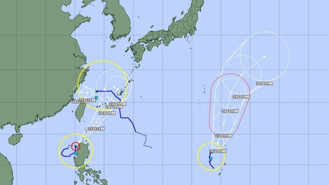 【全国天気】台風8号の影響で沖縄県は大雨に　26日から強風や高波などに十分注意…台風の進路により警報級の大雨や高波となる可能性　24時間雨量は最大100ミリ　気象庁|TBS NEWS DIG