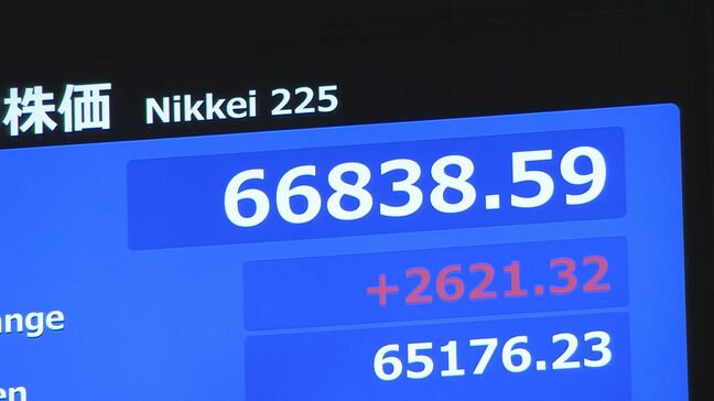 【速報】日経平均株価 一時2600円超の上昇 6万6000円台を回復 中東での戦闘終結の期待から|TBS NEWS DIG