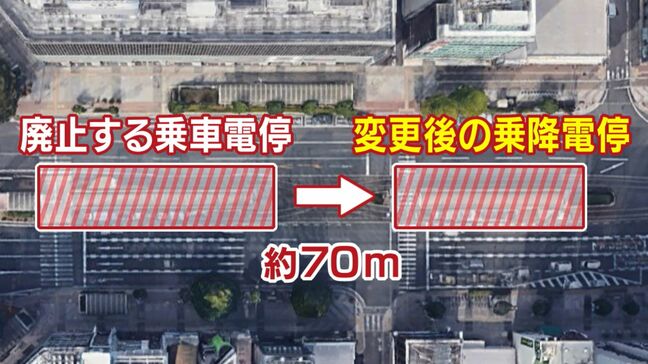 路面電車の岡山駅前広場への乗り入れ工事に伴い 22日から乗り場が現在の降車専用の電停に変更へ|TBS NEWS DIG