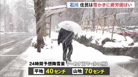 「4日間雪やろ、大変ですわ」住民は雪かきに疲労困ぱい　石川県はあす明け方にかけて大雪のピーク 交通障害に警戒|TBS NEWS DIG