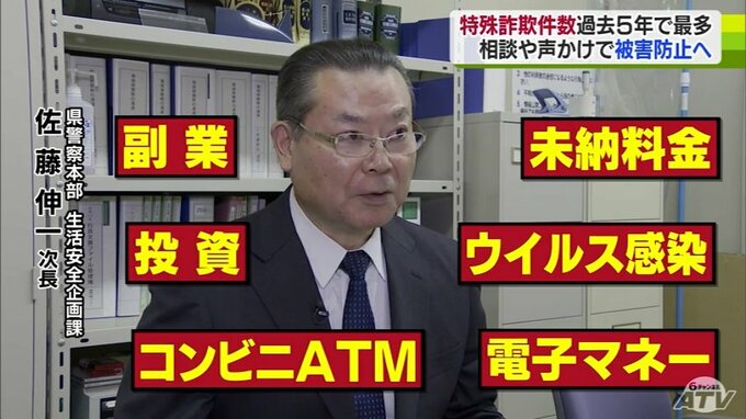 「未納料金、ウイルス感染、電子マネー、コンビニ・ATM、投資、副業」これ全部“詐欺”疑って　多様化しすぎる手口　特殊詐欺の被害件数過去5年で最多83件（被害額2億8472万円）　|　青森のニュース│ATV NEWS│青森テレビ
