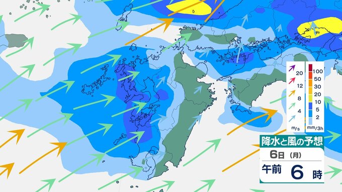 【大雨情報】6日夕方にかけて土砂災害に厳重警戒　長崎県では線状降水田発生のおそれ　がけ崩れも(雨風シミュレーション)　【5日午後4時19分　福岡管区気象台発表】|TBS NEWS DIG