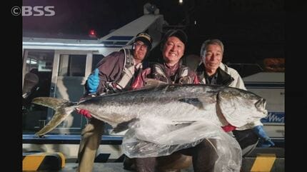 国内最大級 1.5m超「巨大ヒラマサ」磯釣りで釣った！ 人の背丈ほどの