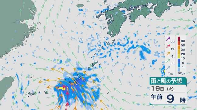 【台風情報】沖縄の南海上の“台風の卵” 熱帯低気圧は「台風12号」に発達へ 19日(火)は沖縄本島などでは大雨への警戒を 雨と風シミュレーション|TBS NEWS DIG