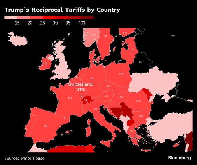 スイスにＥＵより高い米相互関税－ロレックスやスウォッチに影響も