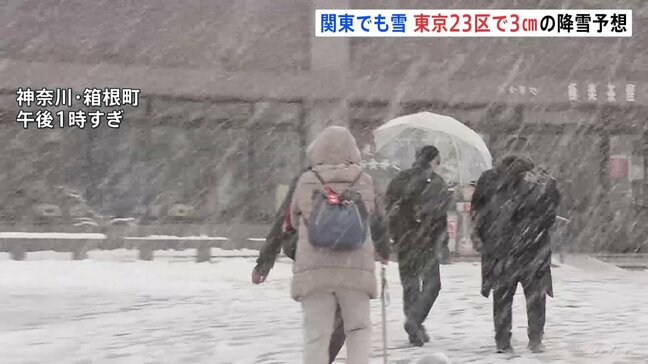 関東各地でけさから雪　神奈川・箱根町の仙石原で15cmの積雪観測　東京23区でも3cmの降雪予想…積もる可能性も　交通障害・路面凍結に警戒を|TBS NEWS DIG