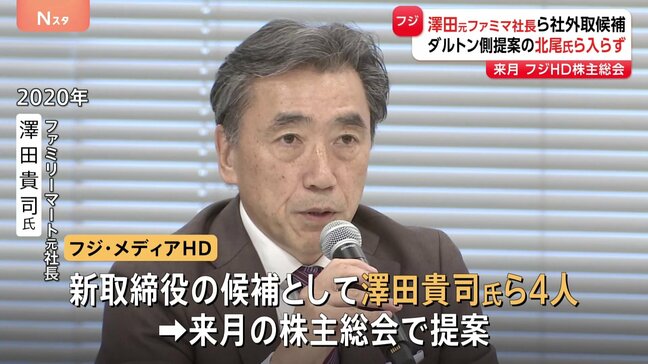 【速報】フジHD取締役候補にファミリーマート元社長の澤田貴司氏ら　来月の株主総会で提案へ　大株主提案候補は全員入らず|TBS NEWS DIG