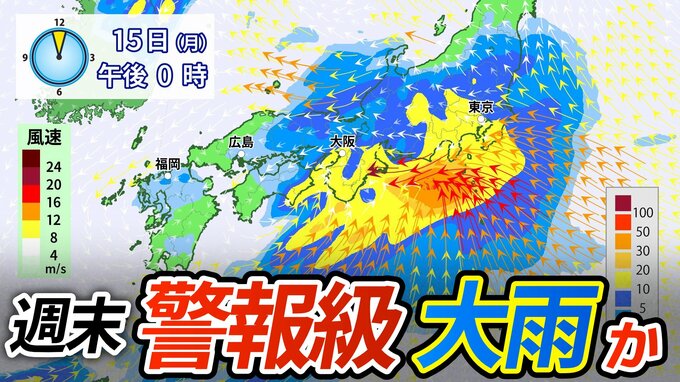 【警報級の大雨か】14日（日）～15日（月）東日本・西日本の太平洋側で　11日（木）にかけて沖縄地方で　台風のたまご「熱帯低気圧」が梅雨前線を活発化　※15日（月）までの雨と風のシミュレーション|TBS NEWS DIG