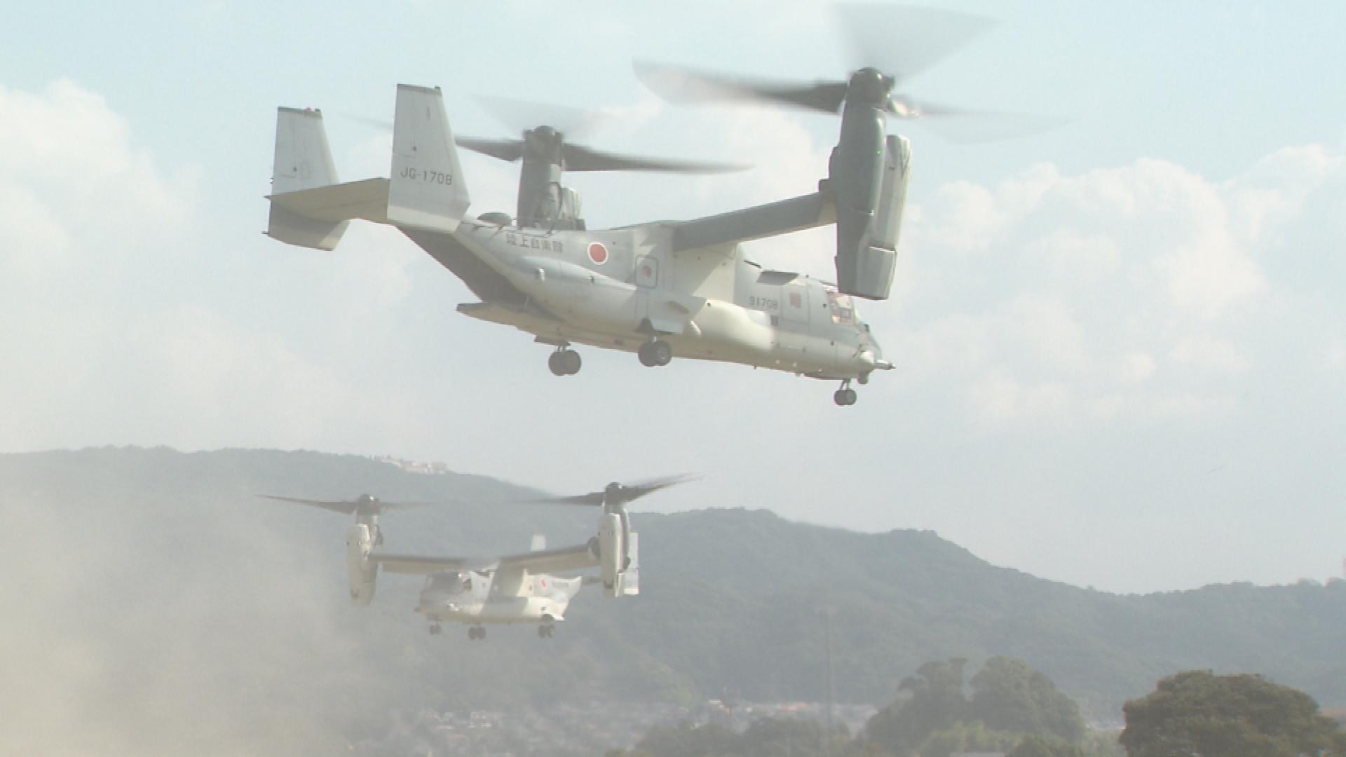 オスプレイ4機が五島・福江空港に 水陸機動団100人が輸送訓練 「特定