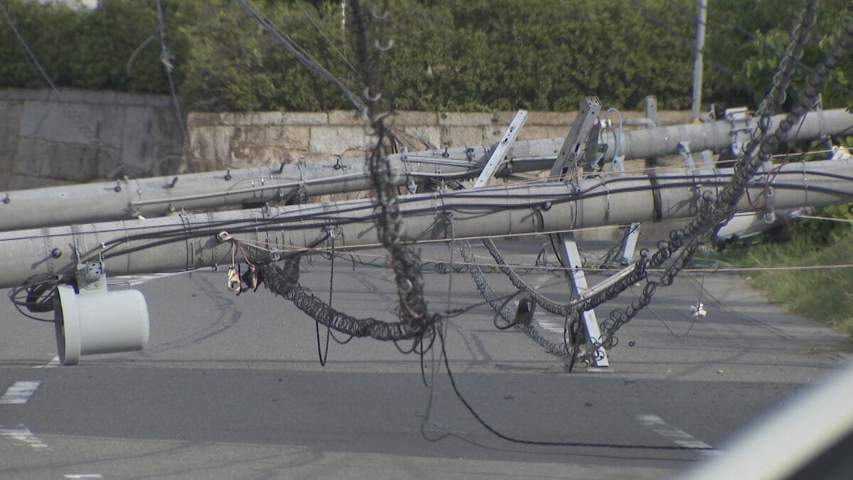 大型トラックが電柱に衝突 はずみで複数の電柱倒れる 最大3600戸以上が一時停電に 信号機も一時機能せず警察が交通整理 愛知・豊明市