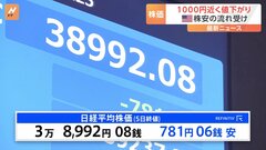 【速報】日経平均 一時1000円近く値下がり　終値3万8992円　前日比781円↓　米株安の流れ受け 円高も押し下げ| TBS CROSS DIG with Bloomberg