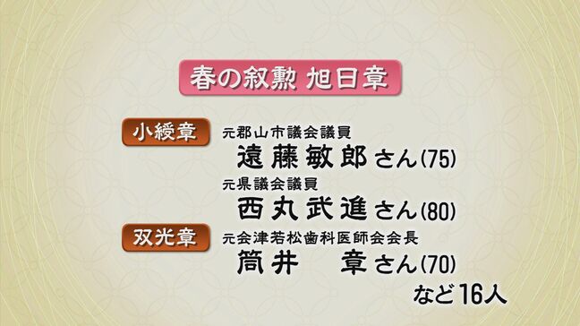 様々な分野で功績　春の叙勲　福島県内62人が受章|TBS NEWS DIG