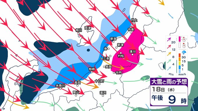 【 新潟の雨と雪は？ 】天気急変で“冬の嵐”に？ 18日夜遅くにかけて大気の状態が非常に不安定　雨や雪の降り方が強まる時間帯も【20日正午までの雨雪シミュレーションと天気予報・18日正午更新】　|　新潟のニュース・天気｜BSN NEWS｜BSN新潟放送
