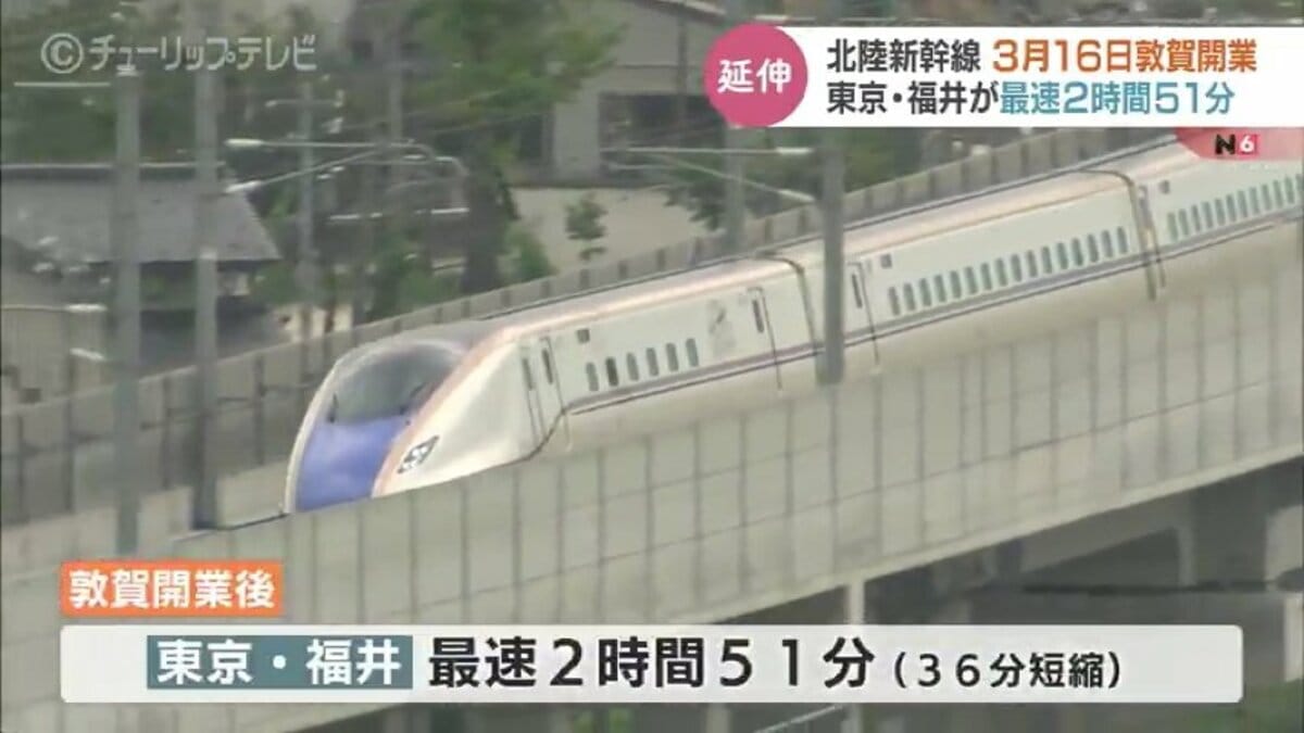 北陸新幹線 東京－福井間は最速2時間51分に 金沢－敦賀間 来年3月16日