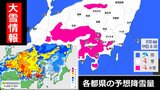 【大雪情報】東京ほか関東各都県の予想降雪量 東京23区は積雪見込み 降雪最大5cm 月曜午後から南岸低気圧による大雪予想 山地は最大40cm |TBS NEWS DIG