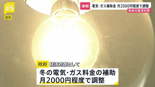 【速報】電気・ガス料金の補助 月に2000円程度で調整　政府の経済対策|TBS NEWS DIG