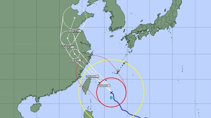 【台風情報】 台風9号(バービー)は今どこに？ 「非常に強い勢力」で北北西へ進む　11日午前に先島諸島にかなり接近か...沖縄・奄美・九州への影響はどうなる？ 最大瞬間風速60 m/s予想　勢力と進路を詳しく　今後の全国の天気を画像で　気象庁　|　山形のニュース│TUYテレビユー山形