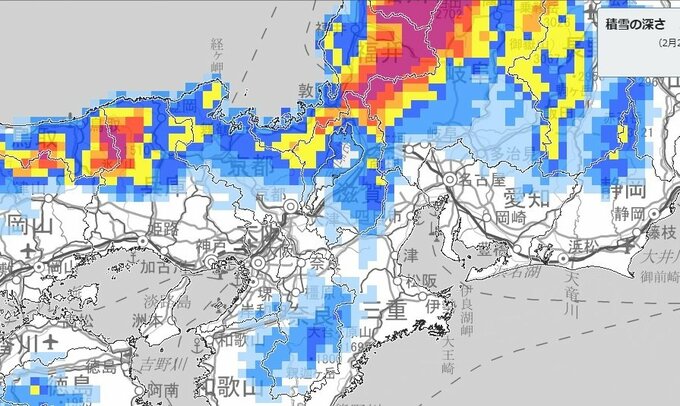 【大雪情報】京都は普段雪の少ない南部の平地でも22日夕方にかけて大雪になる見込み　交通機関などに影響が出るおそれ【雪と雨のシミュレーション】|TBS NEWS DIG