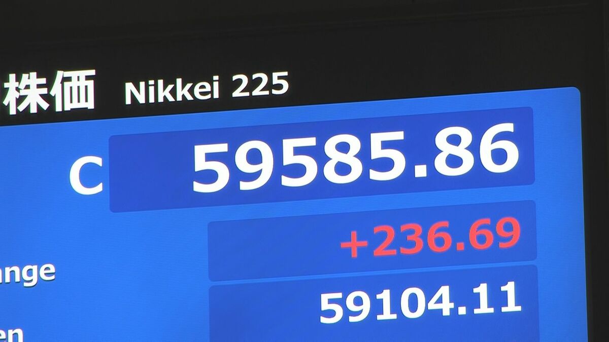 速報】日経平均 再び過去最高値を更新 終値236円高の5万9585円 | TBS