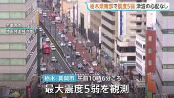 栃木・真岡市で震度5弱の地震　福島・茨城・埼玉・千葉でも震度4　津波の心配なし　東北新幹線一時運転見合わせも再開　茨城・東海第二原発　異常なし|TBS NEWS DIG