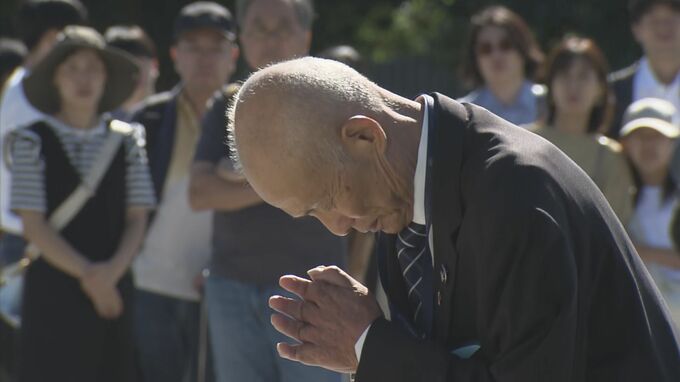 「私たちは核兵器廃絶をあきらめません」ノーベル平和賞受賞決定　日本被団協の箕牧代表委員が原爆慰霊碑に受賞を報告　亡くなった34万人の被爆者に核兵器廃絶を誓う　広島･平和公園|TBS NEWS DIG