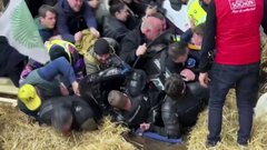 拘束者も　イベント会場で農家が抗議活動　マクロン大統領に辞任要求| TBS CROSS DIG with Bloomberg