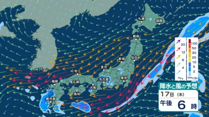今後の雨 】17日は東～西日本で激しい雨のおそれ 台風25号は18日にも
