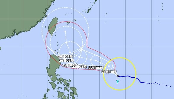 【台風7号】どこに？今後の進路は？26日には沖縄の南の海上へ【雨と風のシミュレーション】　|　富山のニュース｜天気・防災｜チューリップテレビ