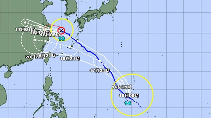大型台風14号（プラサン）発生　13号に近いルートか　このあとの進路と勢力は　気象庁発表　|　山形のニュース│TUYテレビユー山形