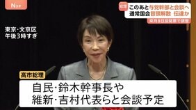 高市総理 このあと鈴木幹事長や維新・吉村代表ら与党幹部と会談予定 “解散意向”を伝達か 「来月8日投開票」で調整|TBS NEWS DIG