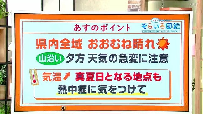 高知の天気　１１日は県内全域おおむね晴れる　山沿いでは真夏日となる所も　東杜和気象予報士が解説|TBS NEWS DIG