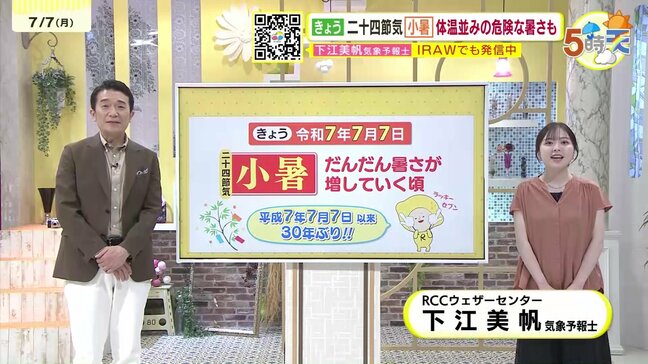 【あす7/8(火)広島天気 】続く危険な暑さ　広範囲で夕立の可能性　晴れていても急な雷雨に注意|TBS NEWS DIG