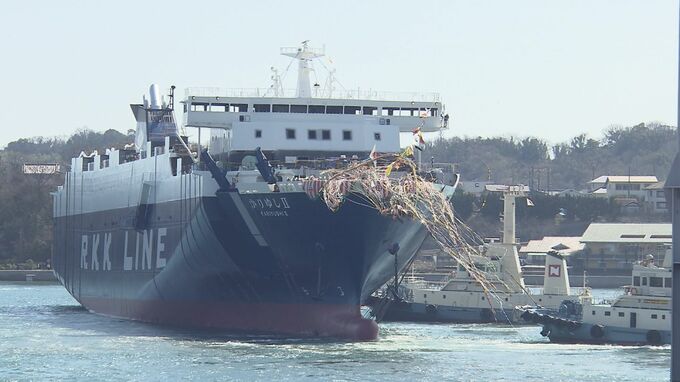 琉球海運の新造船「かりゆしⅡ」が進水式　車281台、トレーラー168台など最大7240トンを輸送可能|TBS NEWS DIG