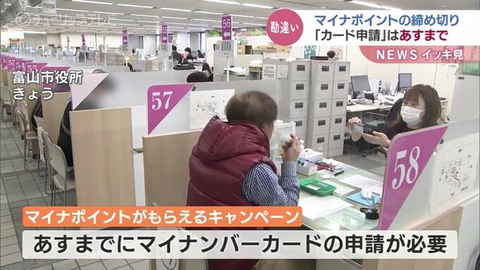 マイナポイントの締め切り勘違いしないで！「カード申請」28日まで ポイントの申し込みは5月末まで　富山　|　富山のニュース｜天気・防災｜チューリップテレビ