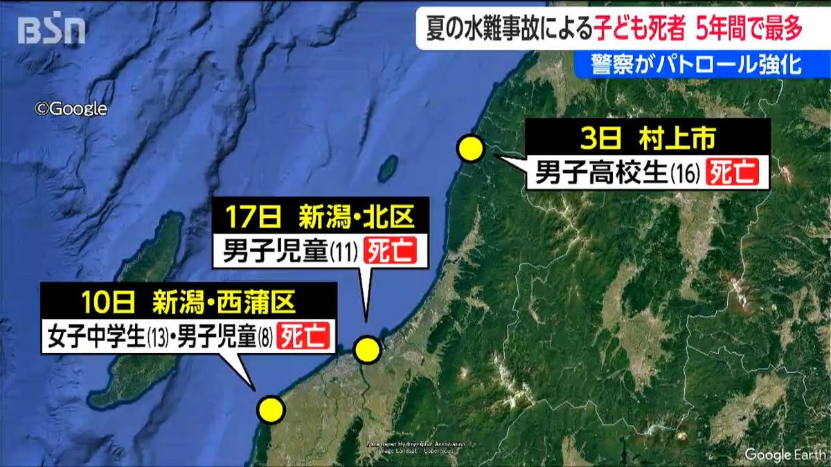 サムネイル_夏の水難事故“子どもの死亡4人”は過去5年で最多 警察がパトロール強化「子どもだけで遊びに行かない」など4つの注意点呼びかけ 新潟