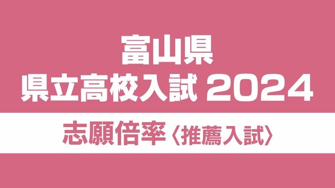 富山県立高校推薦入試 2024年度の志願倍率　富山東 普通科・自然科学コース2.42倍　南砺福野農業環境科2.25倍　|　富山のニュース｜天気・防災｜チューリップテレビ