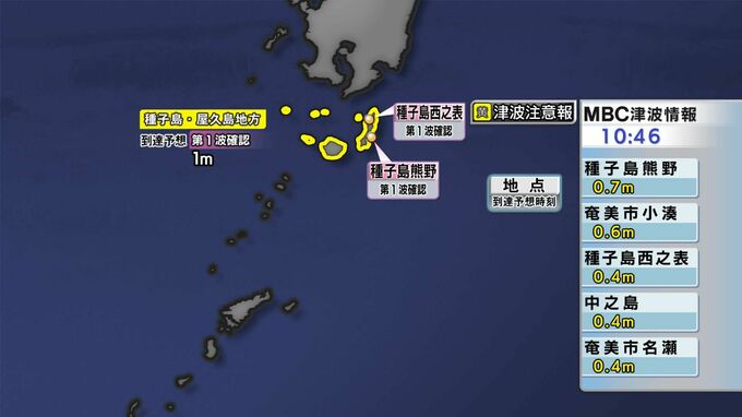 鹿児島県内の津波注意報一部解除　種子島・屋久島地方は継続|TBS NEWS DIG
