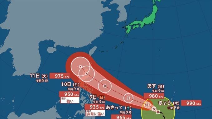 【台風情報】台風26号が発生　今後、非常に強い勢力に発達か　最大瞬間風速65 m/s 、935 hPa予想　台風25号も非常に強い勢力に　【進路予想・土日は？雨と風のシミュレーション】　|　山梨のニュース | ＵＴＹテレビ山梨