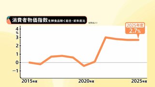 食料品の価格高騰いつまで？コメ類は48.9％上昇・コーヒー豆47.0％・たまねぎ24.1% ・鶏卵12.9％上昇　2025年度平均の消費者物価指数2.7%のプラス| TBS CROSS DIG with Bloomberg
