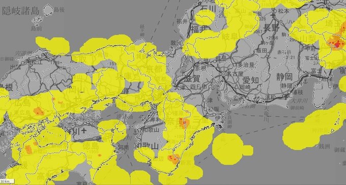 【大雨情報】近畿地方は11日夜遅くにかけて竜巻などの激しい突風や落雷、急な強い雨に注意【雨と風のシミュレーション】　|　富山のニュース｜天気・防災｜チューリップテレビ